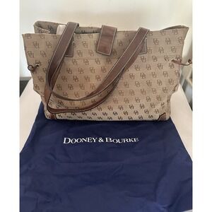 Vintage Dooney & Bourke Signature Anniversary Logo Large Brown‎ Tote handbag